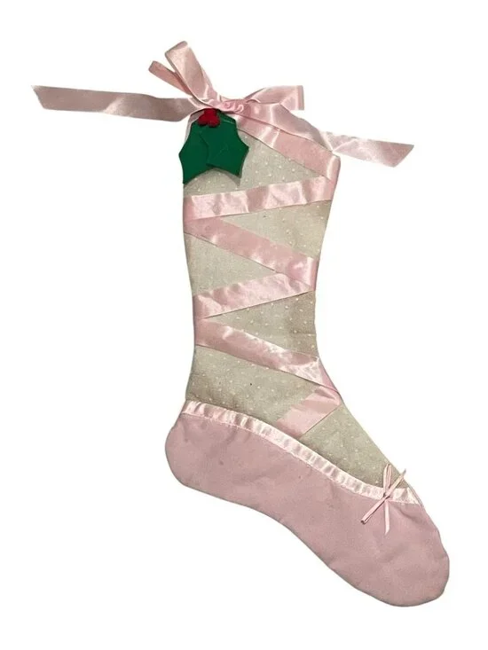Vintage Hallmark 1984 Ballet Slipper Christmas Stocking Pink 18