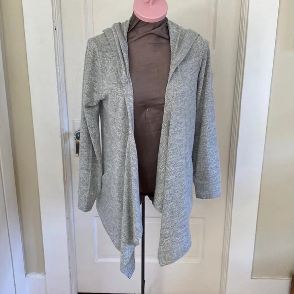 INC International Concepts‎ Grey Hooded Open Cardigan Medium