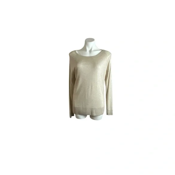Zara Knit Beige‎ Cream Metallic Lightweight Sweater