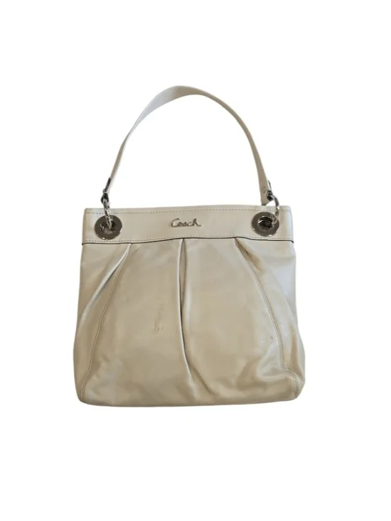 Coach Cream Leather Shoulder Bag with Silver Hardware