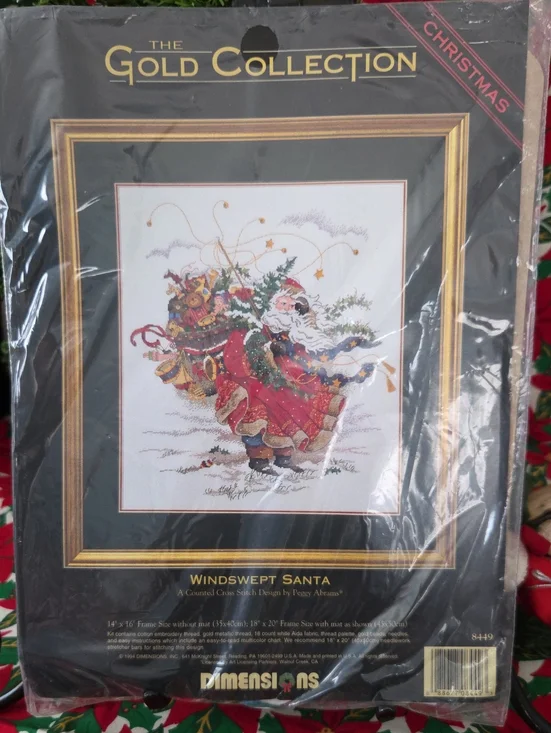 *1994* Dimensions The Gold Collection Counted Cross Stitch Kit -WINDSWEPT SANTA