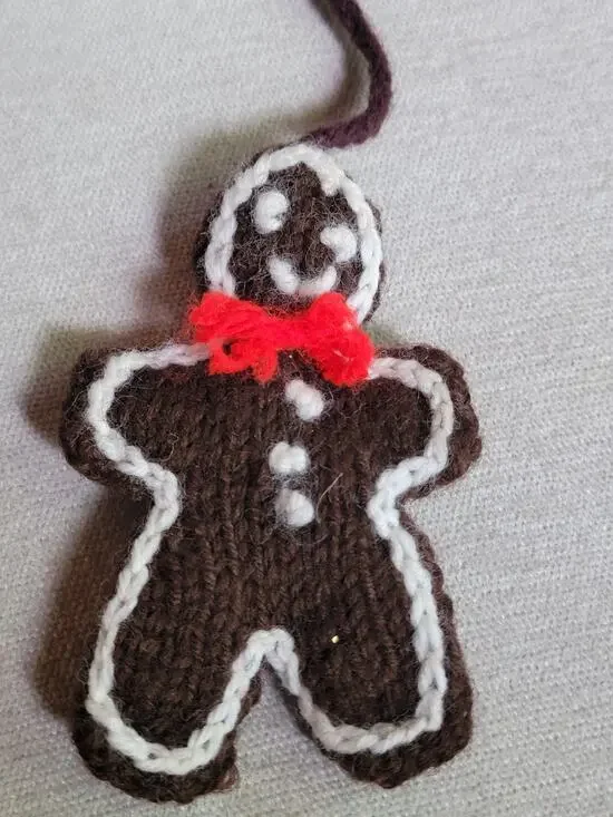 Vintage Gingerbread Christmas Ornament Handmade Crocheted 5in