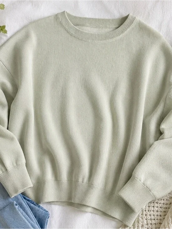 Aerie Light Mint Green Cotton Crewneck Sweatshirt Oversized Large