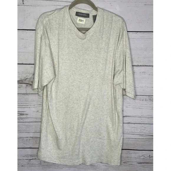 Pierre Cardin Men's‎ XL Ivory Tee Knit Ribbed Pullover Sweater Short Sleeve
