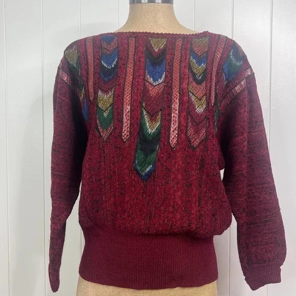 Vintage 80's Janet Maffei Dolman Sleeve Boho Sweater SZ 12‎