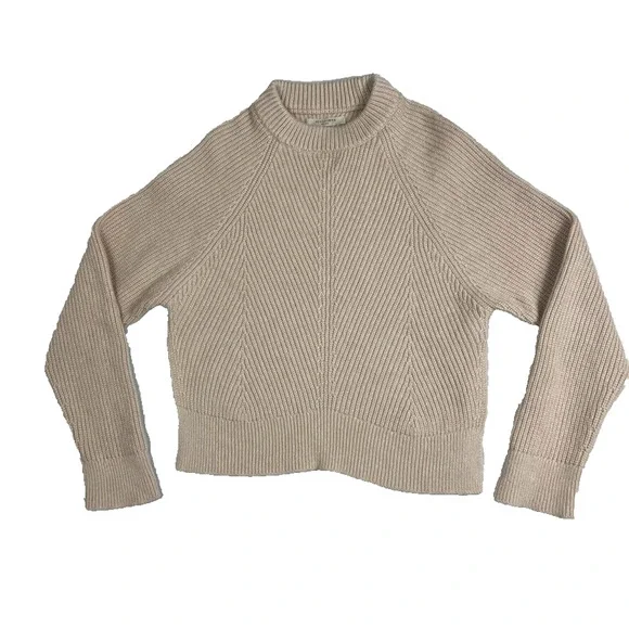 AllSaints Sweater Womens Small Sylvie Crewneck in Nude Pink Chunky Wool Cashmere