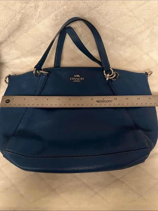 Coach Teal Leather Tote with Gold Hardware