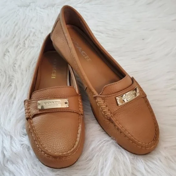 COACH Tan Leather Penny Loafers for Women