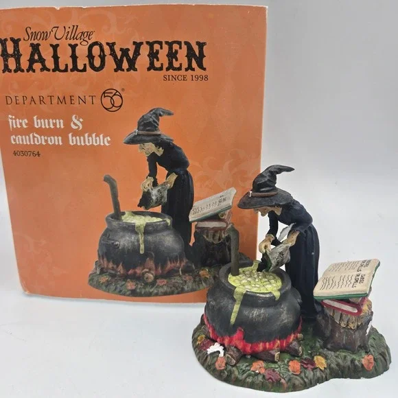 Vtg Dept 56 Fire Burn & Cauldron Bubble 4030764 Snow Village Halloween Witch