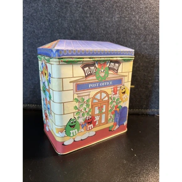 Vintage M&M's Christmas Post Office Tin‎ Letters For Santa 1995 Limited Edition.