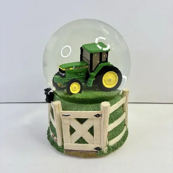 John Deere Enesco Musical Snow Globe Plays “ Down by the Old Mill Stream” NICE!
