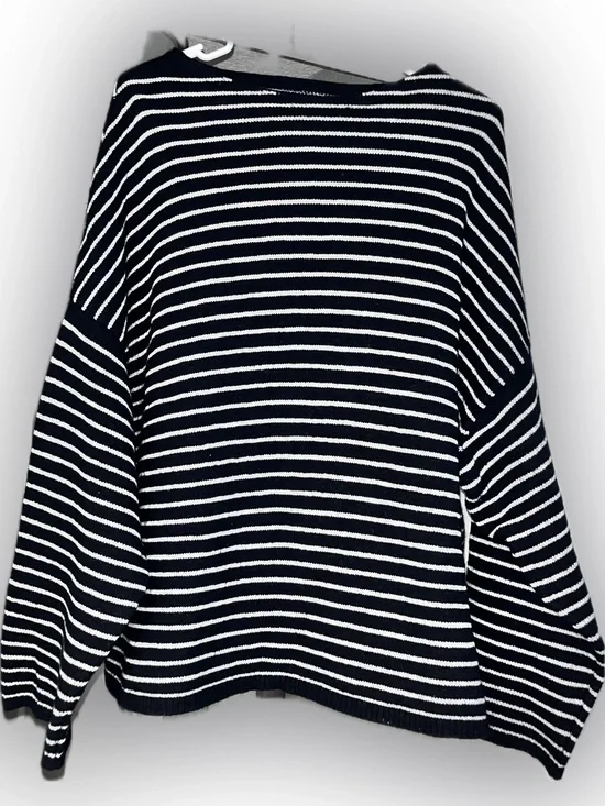 Classic Navy and White Striped oversized unisex lrg all saints boxy fit Sweater