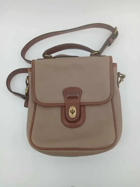 Vintage Leather crossbody, Coach Mini Durham 4211, bone and brown
