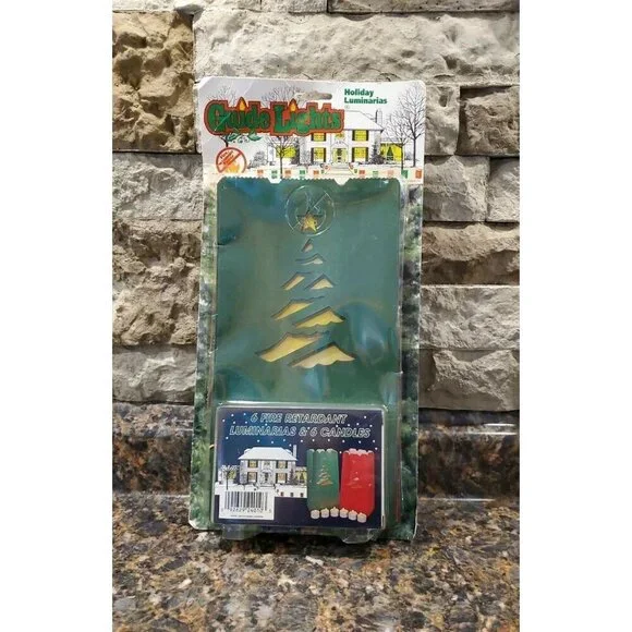 1995 Holiday Luminaries Guide Lights 6 Fire Retardant Candle themed made in USA