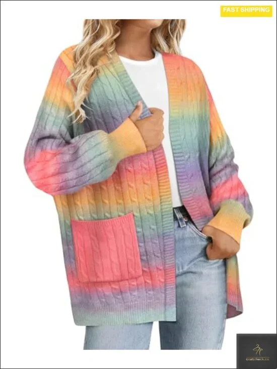 Oversized Plus Size Open Front Cardigan Sweater with Pockets
