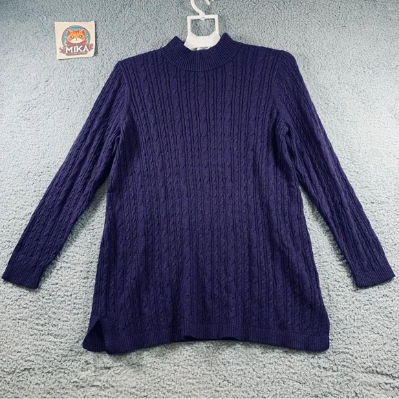 Lands'‎ End Sweater Women Long Sleeve Knit Pullover Cotton Purple Size M (10-12)