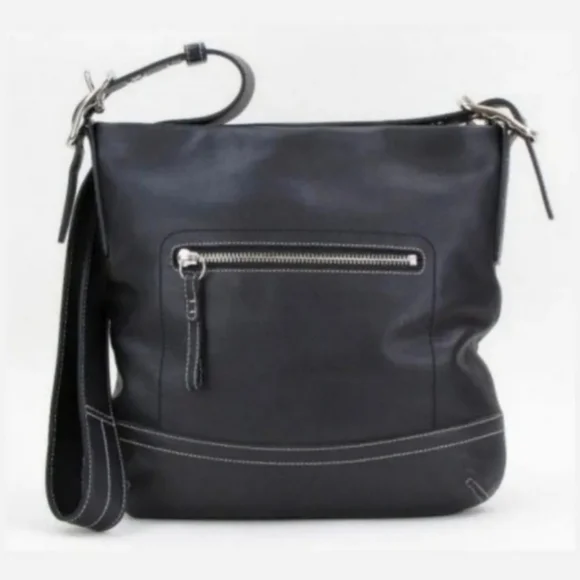 Coach 1415 Soho Slim Y2K Black Leather Hobo Fringe Tasseled Shoulder Bag