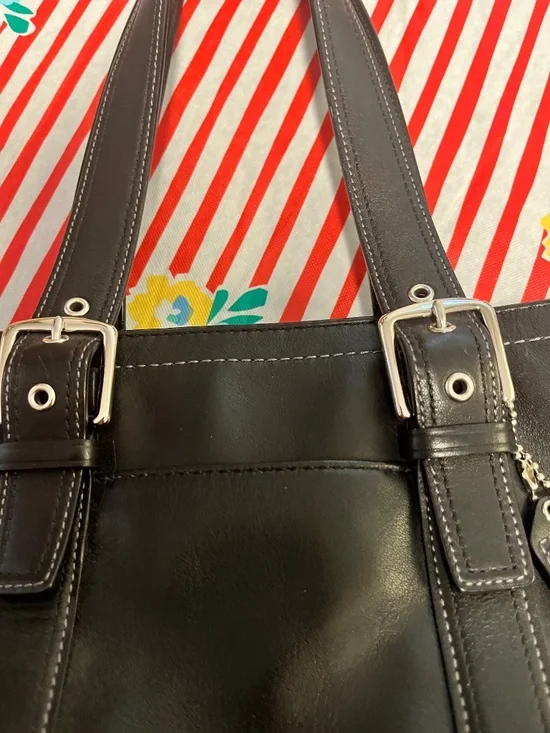 Coach Black Leather Double-Handle Tote