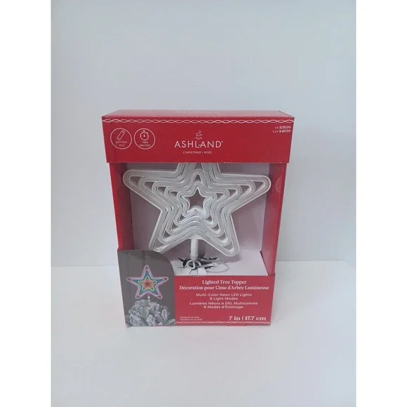 Ashland Lighted Tree Topper Multicolor LED Lights 8 modes Christmas‎ NEW