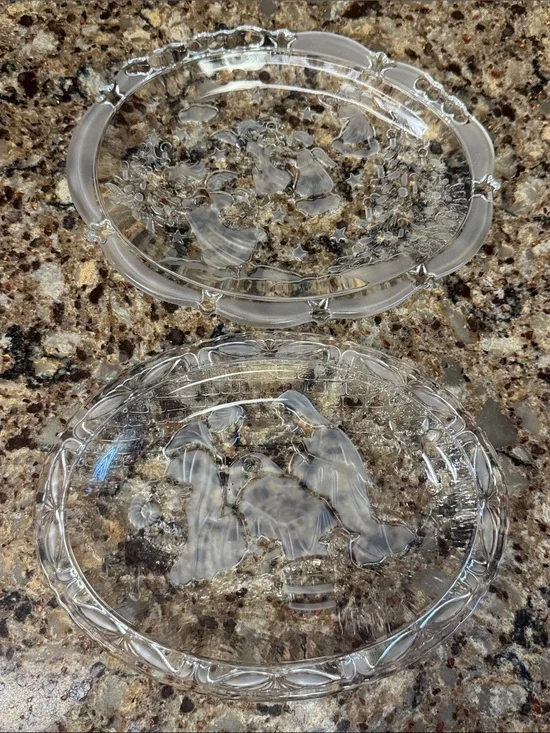Mikasa Clear Glass Christmas Nativity Angel Holiday Cookie Plates - Set of 2