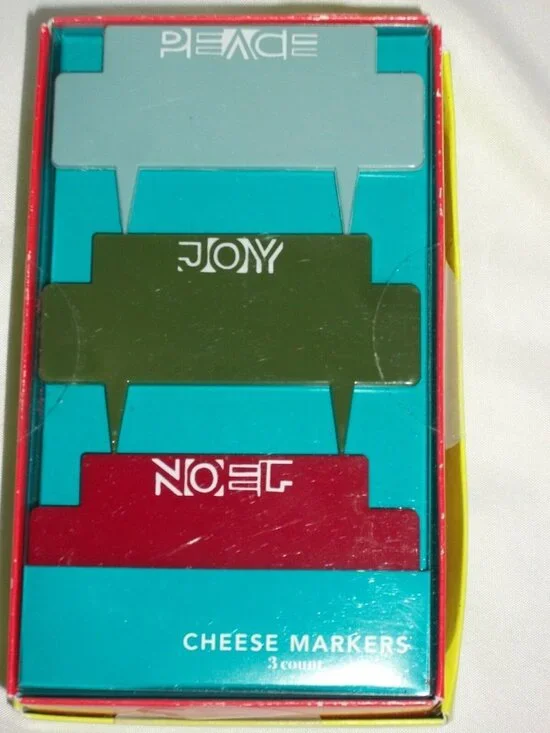 Set Cheese Markers Peace Joy Noel Christmas Dinner Party Holiday New Years