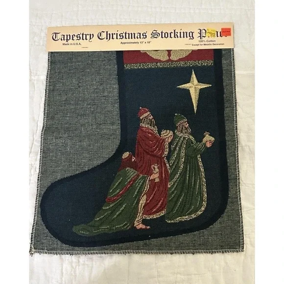 Olde Greensborough Craft Co Tapestry Christmas Stocking Panel Three Wisemen Star