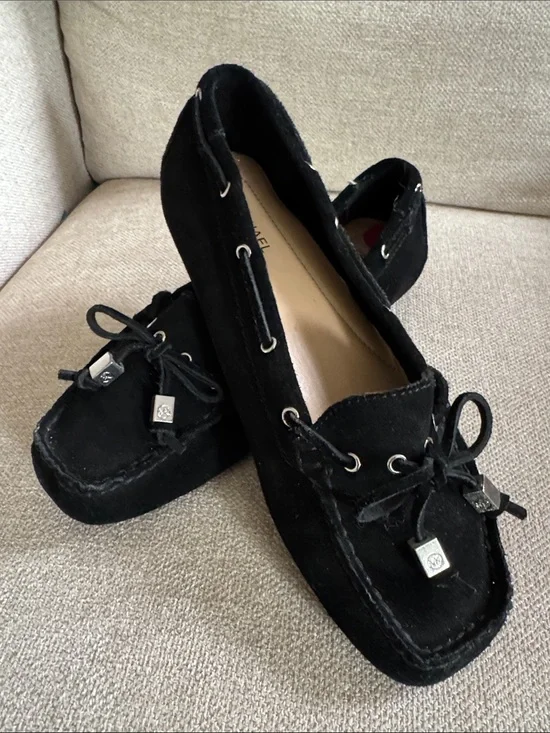Black Suede Slip-On Moccasin Loafers - Women