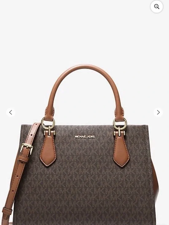 Michael Kors Brown & Tan Logo-Print Top Handle Satchel