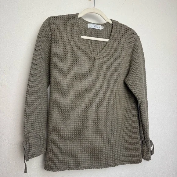 Willow Fisherman Knit Tie Wrist Misty Sandy‎ Pullover Sweater