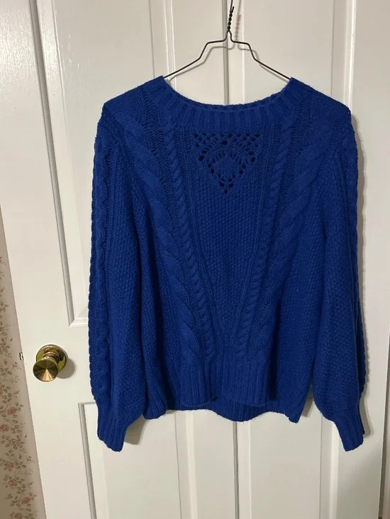 Talbots royal blue cable knot crew neck sweater XL