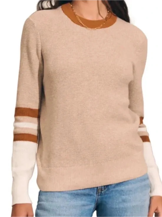 Faherty Organic Cotton and Cashmere Women's Throwback Waffle Sweater Size XL