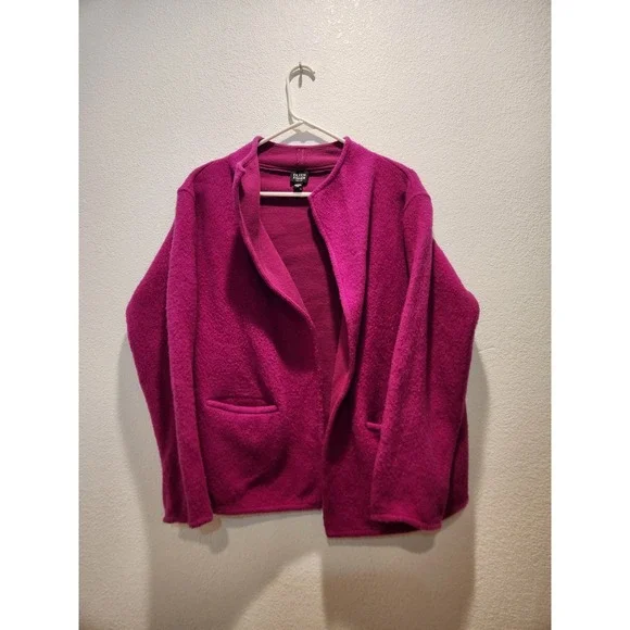 Eileen Fisher Petite Wool Jacket Pink‎ PS Lambswool Open Front Cardigan