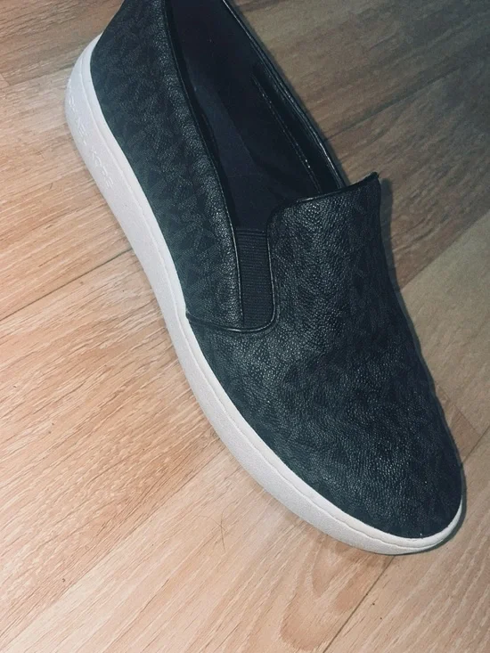 Michael Kors Black Slip-On Loafer with White Platform Sole