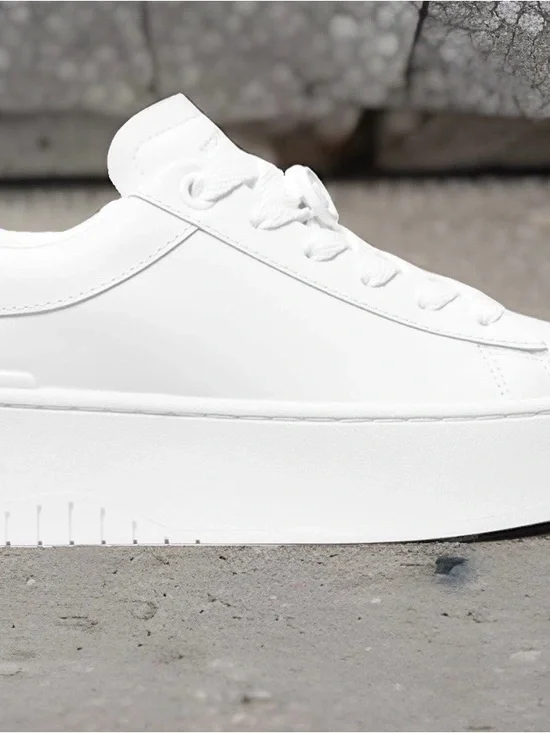 Michael Kors Leather Platform Optic White Sneakers Size 8 New
