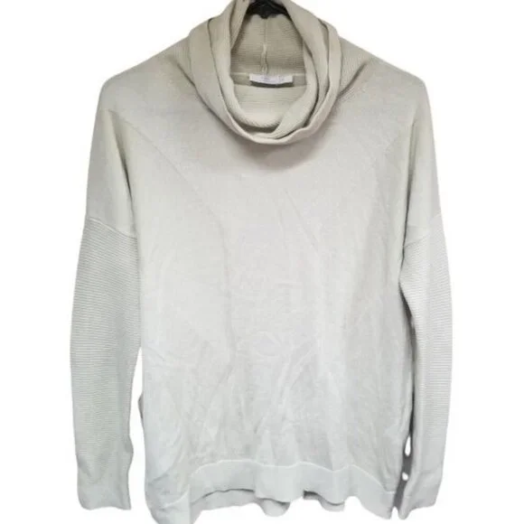 Dismero Womens Cowl Neck Wool Silk Sweater Size S Cream Long Sleeve Pullover