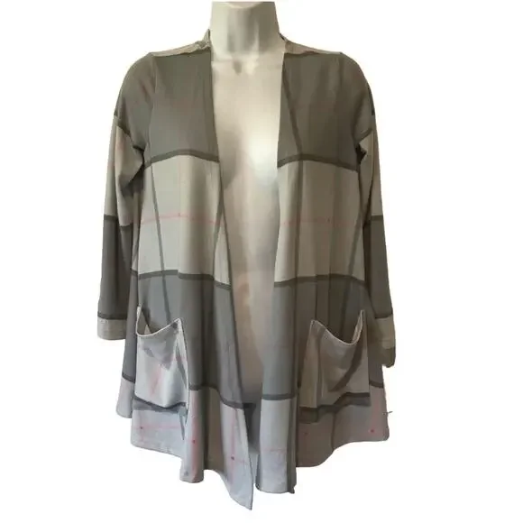 LuLaRoe Color Block Open Cardigan sweater Pink Gray Sz XS NWT