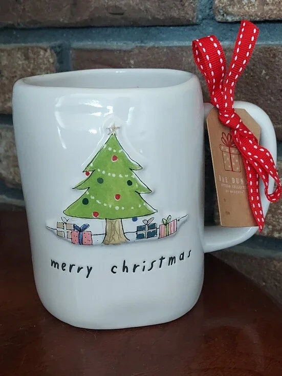 Rae Dunn Holiday Mug Merry Christmas Tree Presents Large New