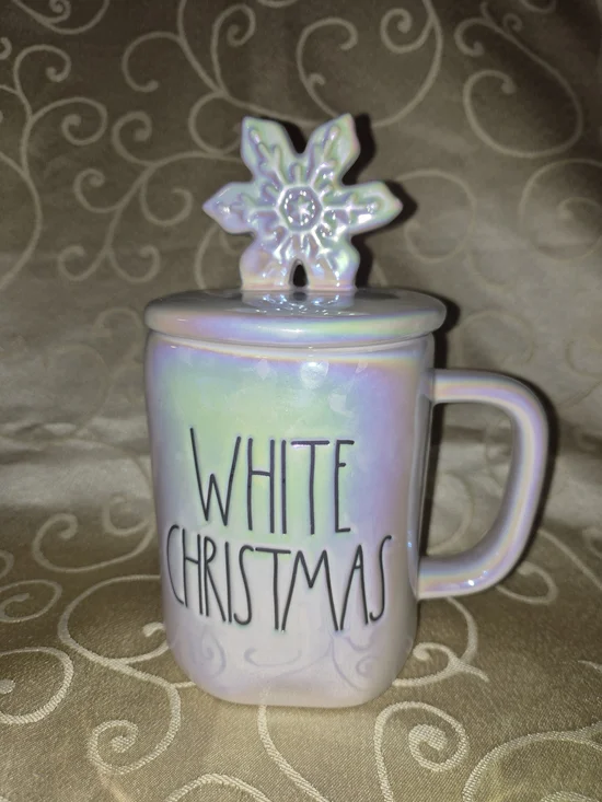 Rae Dunn Iridescent Pastel 'WHITE CHRISTMAS' Mug with Snowflake Lid