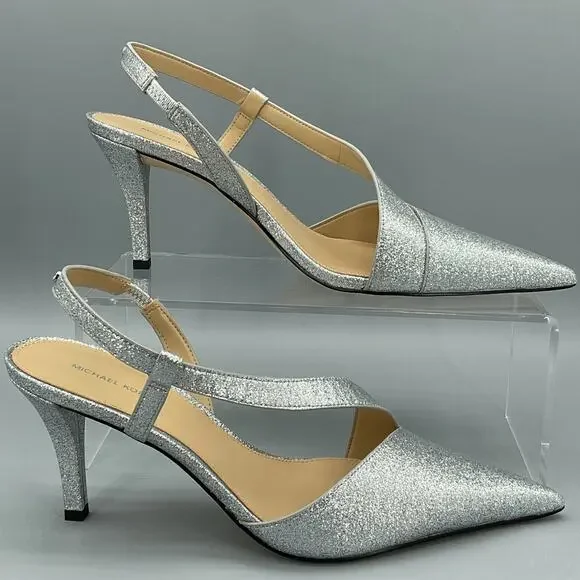 Michael Kors Women’s Jaida Slingback Pumps Silver Size 8