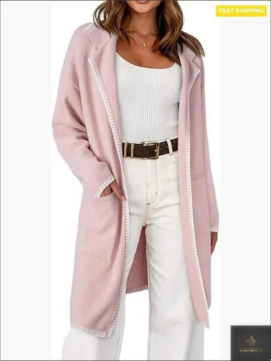 Long Cable Knit Cardigan Casual Winter Coatigan with Pockets Loose Fit