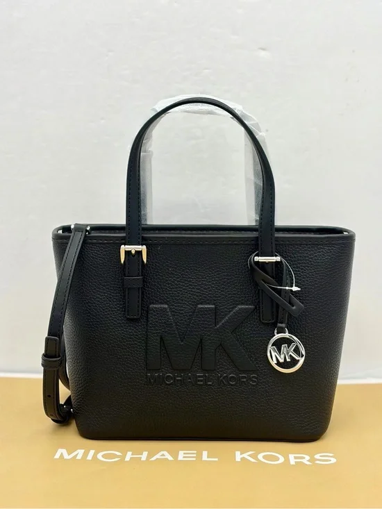 Michael Kora Carryall Convertible Tote Crossbody Bag Black