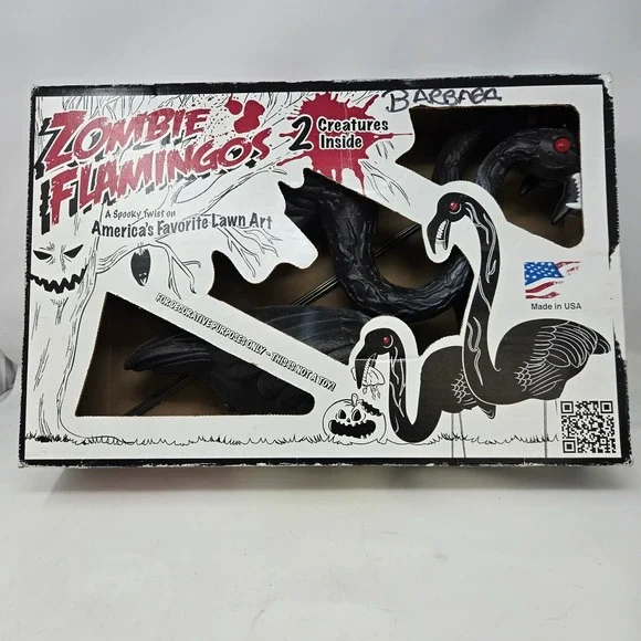 Union Products Zombie Flamingos Halloween Lawn‎ Decor 2 Pack Black Plastic Cado