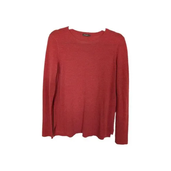 J. McLaughlin Merino Crewneck Sweater Orange Rust S Classic Minimalist...
