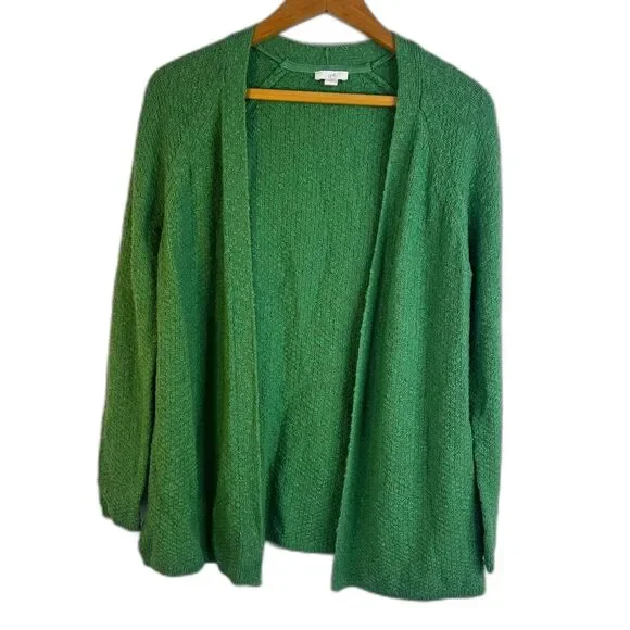 J Jill Woven Knit Open Front Cardigan Bright Green Casual Layering Size‎ XS*