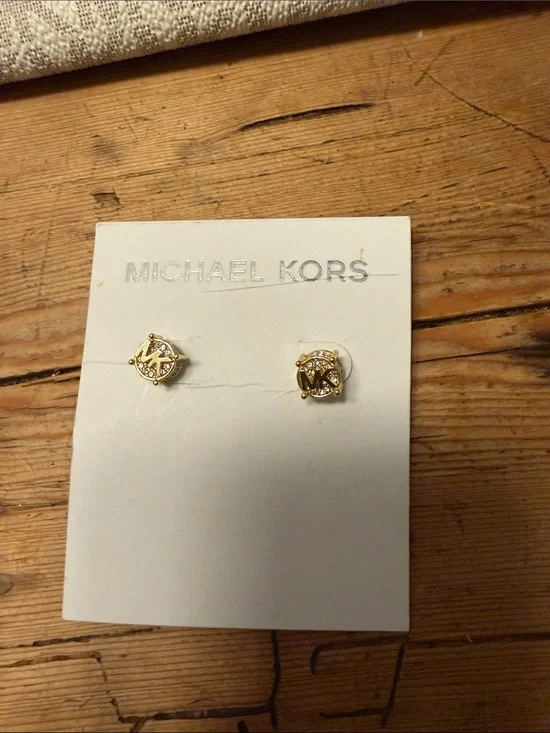 Michael Kors Gold Logo Pavé Stud Earrings
