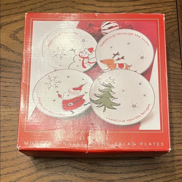 North Pole Trading‎ Co Modern Jingles Round Salad Plates - Set of 4