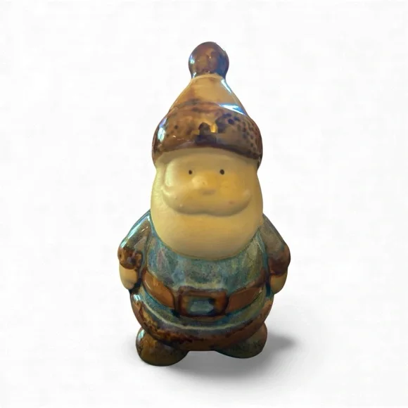 Ceramic Vintage  Glazed Stoneware Santa Figurine 3 X 5 inches
