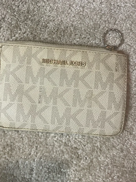 Michael Kors Beige Logo Zip Wristlet
