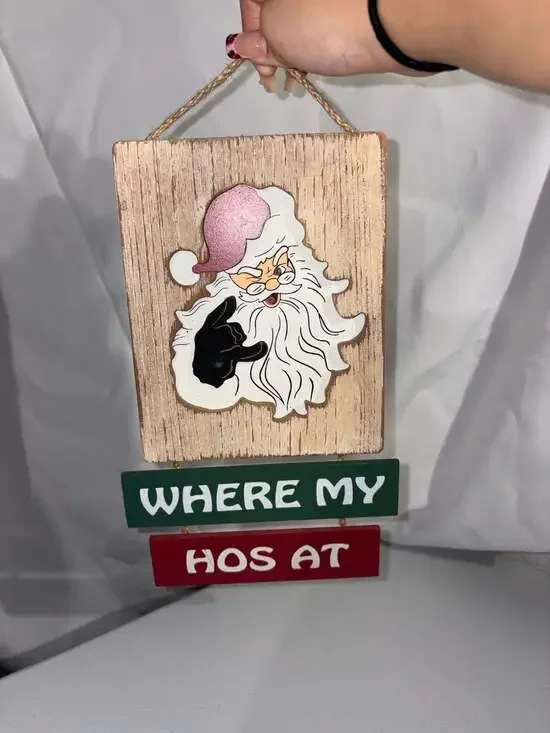Vintage Hand Painted Decorative Cutting Board Wall Hanging Santa Claus Christmas