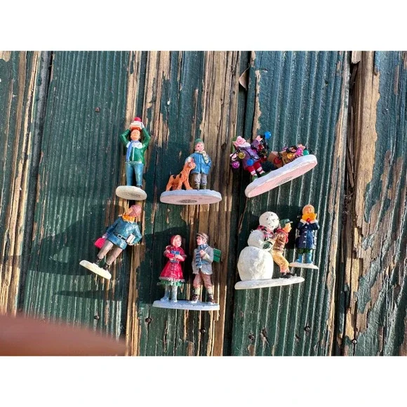 Lemax Christmas Village Figurines‎ Lot plus Snowman Elf People Winter Decor 7pc